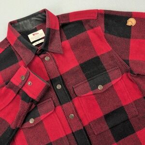 Fjallraven Canada Shirt Mens Medium Red Black Buffalo Plaid Wool Flannel Snap